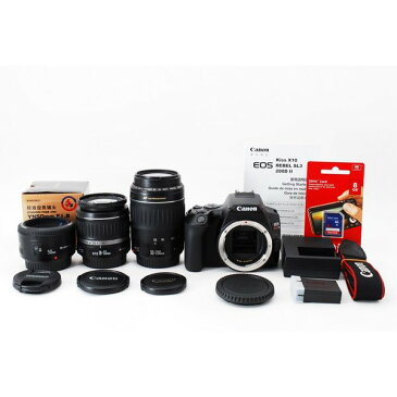 キヤノン Canon EOS Kiss X10 トリプルレンズセット 美品 8GB SDカードストラップ付き