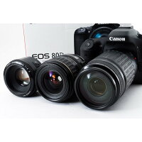 キヤノンCanonEOS80D単焦点&標準&望遠トリプルレンズセット美品新品SDカード8GB、元箱付き