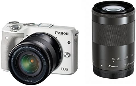 【中古】Canon ミラーレス一眼カメラ EOS M3 ダブルズームキット(ホワイト) EF-M18-55mm F3.5-5.6 IS STM EF-M55-2...