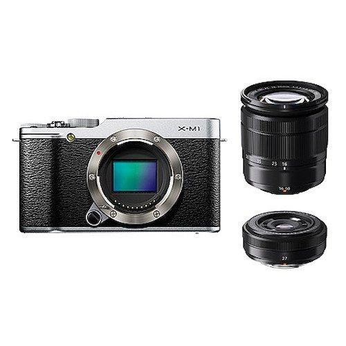 【中古】FUJIFILM ミラーレス一眼 ダブルレンズキット シルバー X-M1S/1650/27KIT