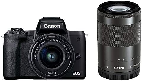 【中古】Canon ミラーレス一眼カメラ EOS Kiss M2 ダブルズームキット ブラック KISSM2BK-WZK