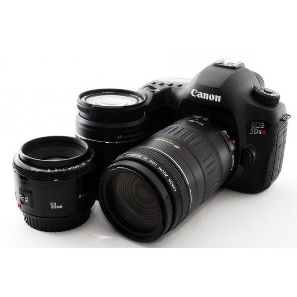 【中古】キヤノン Canon EOS 5DsR 単焦点&標準&超望遠トリプルレンズセット Wi-Fi付き16GB付き