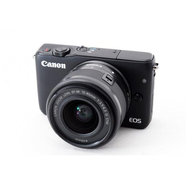 【中古】キヤノン Canon EOS M10 レンズキット ブラック 美品 ストラップ付