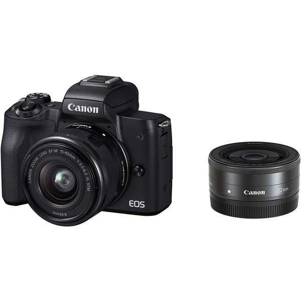 【中古】キヤノン Canon EOS Kiss M ブラック ダブルレンズキット EOSKISSMBK-WLK