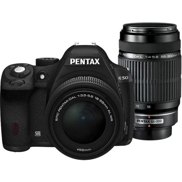 【5/9~5/16限定!最大4,000円OFF&5/10, 5/15限定で最大P3倍】【中古】ペンタックス PENTAX K-50 ダブルズームキット ブラック SDカード付き