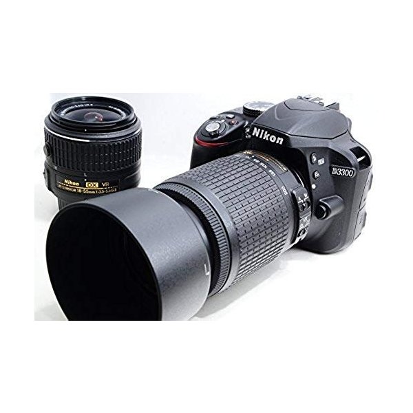 【6/1限定!全品P3倍】【中古】ニコン Nikon D3300 ダブルズームキット ブラック D3300WZBK SDカード付き