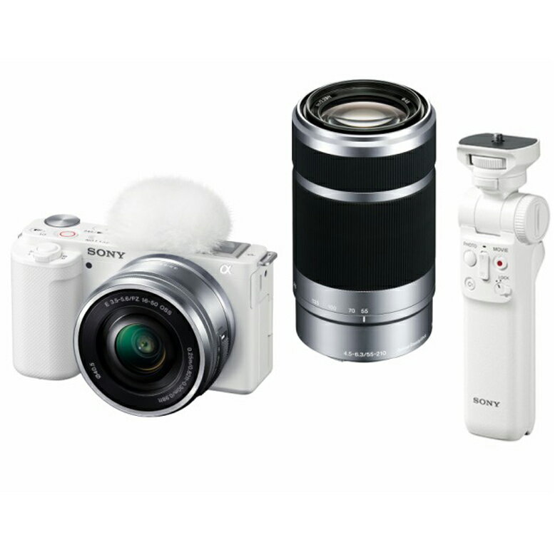【グリップセット】 新品 SONY ソニー ミラーレス一眼カメラ レンズ交換式VLOGCAM ZV-E10Y W ダブルズームレンズキット ホワイト GP-VPT2BT W ホワイト グリップ付