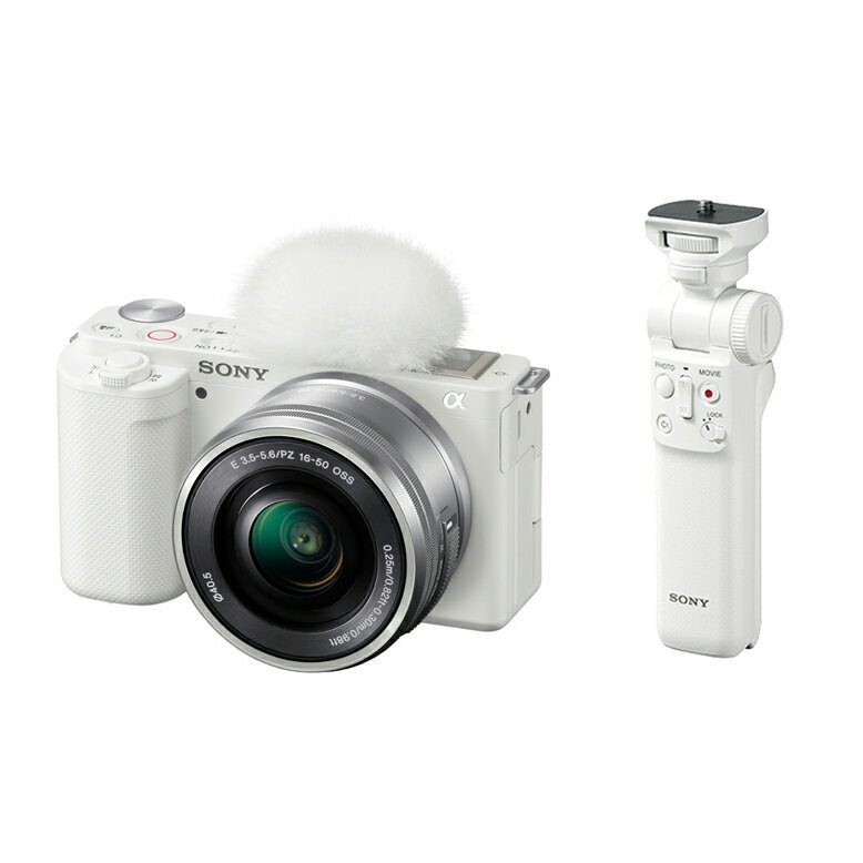 [新品]【グリップセット】SONY ソニー ミラーレス一眼カメラ レンズ交換式VLOGCAM ZV-E10L W パワーズームレンズキット ホワイト GP-VPT2BT W ホワイト シューティンググリップ付