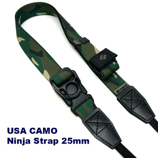 【NEW】 USA製カモテープ / diagnl(ダイアグナル) Ninja Camera Strap 25mm幅 カメラ ストラップ ミラーレス コンデジ ショルダーストラップ 斜めがけ カモフラ 迷彩 ミリタリー 長さ調節