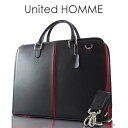 United HOMME ユナイテッドオム センターライン 本革 メンズ ブリーフケース ビジネスバッグ レッド