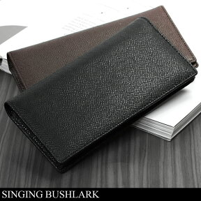 【SINGING BUSHLARK】 長財布 メンズ 牛革レザー 本革 ロングウォレット 小銭入れ付 MEN'S さいふ サイフ ウォレット【財布・メンズ・長財布】