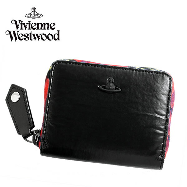 VivienneWestwood ヴィヴィアンウエストウッド 財布 二つ折り 革 ユニセックス チェック レッド ブラック ミニ