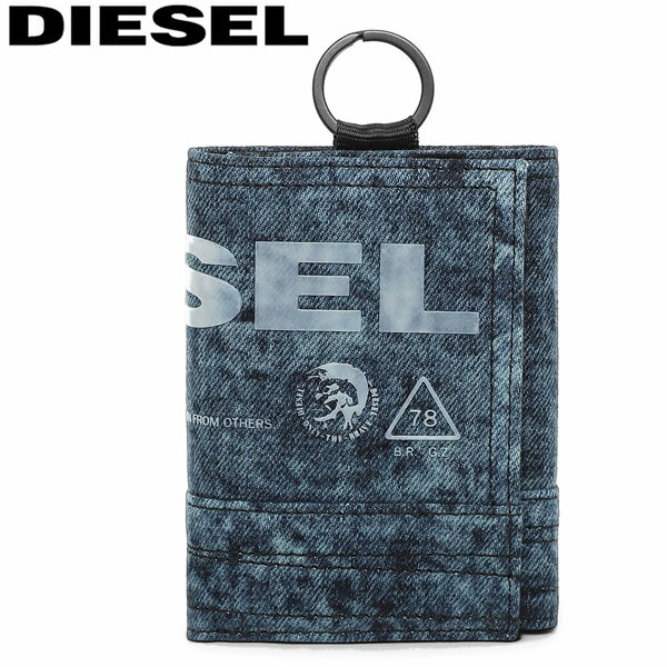 ディーゼル 財布（メンズ） 【楽天スーパーSALE】DIESEL ディーゼル 財布 メンズ ミニウォレット 三つ折り 小銭入れ デニム キーリング ファッション ギフト プレゼント x07374-t6268