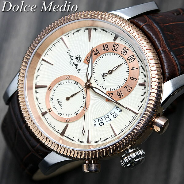 Dolce Medio ドルチェメディオ 腕時計 メンズ クロノグラフ クロノ 革ベルト レザー 腕時計 メンズ腕時計 ブランド ランキング ウォッチ うでどけい MEN'S