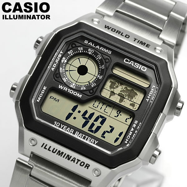 【CASIO カシオ】 デジタルウォッチ 腕時計 メンズ ワールドタイム 10気圧防水 AE-1200WHD-1AVDF 海外モデル MEN'S ギフトのサムネイル