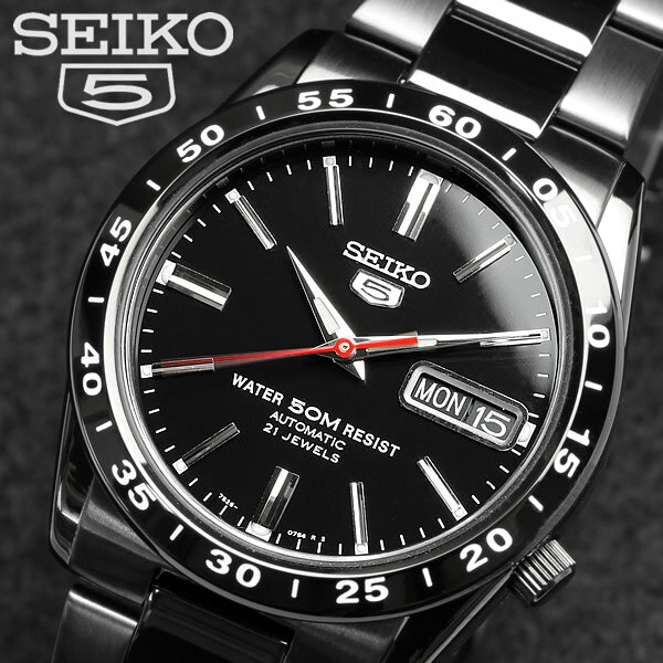 【SEIKO5】【セイコー5】逆輸入 メンズ 自動巻き 腕時計 フルブラック SNKE03K Men's ウォッチ うでどけい オートマティック 海外モデル 正規品