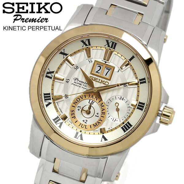 【送料無料】【セイコー】【SEIKO】 腕時計 クロノグラフ プルミエ メンズ SNP094P1 キネティック パーペチュアルカレンダー うでとけい Men's ブランド ゴールド クラシック レトロ