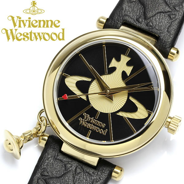 楽天CAMERON【正規ショッパー付き】【Vivienne Westwood】 ヴィヴィアンウエストウッド 腕時計 レディース 本革レザー オーブチャーム付き VV006BKGD ブランド 女性用 ladies ウォッチ うでどけい