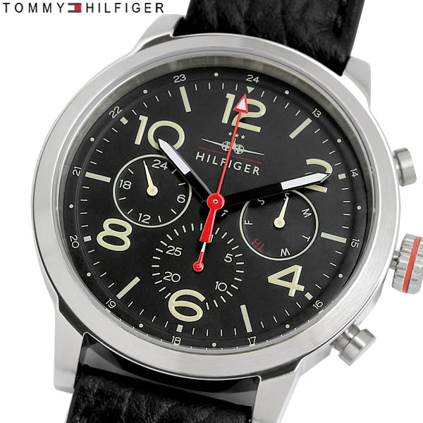 TOMMYHILFIGER トミーヒルフィガー クオーツ メンズ 腕時計 5気圧防水 24時間表示 日付曜日表示 カレンダー ステンレス レザーベルト カジュアル 1791232