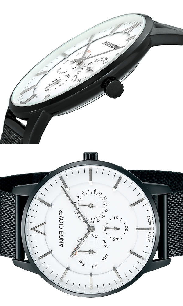 【送料無料】ANGEL CLOVER エンジェルクローバー Zero ゼロ 腕時計 ウォッチ メンズ クオーツ 3気圧防水 カレンダー メッシュベルト 替えベルト付き ze42bwh