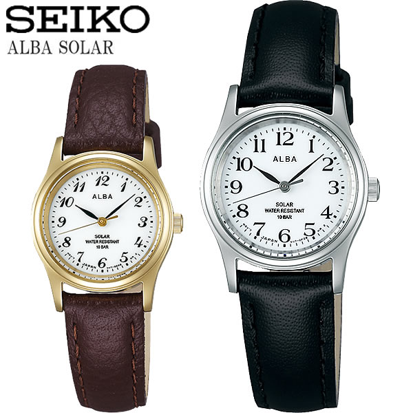 SEIKO ALBA セイコー アルバ ソーラー腕時計 レディース 女性用 10気圧防水 牛皮革(カーフ) ハードレックス 華奢 シンプル ブランド ALBA07