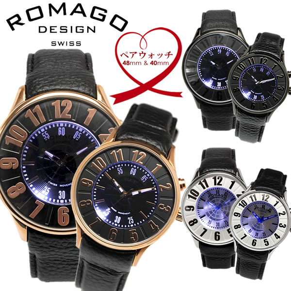 【ペアウォッチ】 ROMAGO ロマゴ ペアウォッチ 2本セット 西内まりや着用モデル 腕時計 レディース メンズ ミラーウォッチ レザー 人気 ブランド カップル 記念日 RM007-0053ST バレンタイン