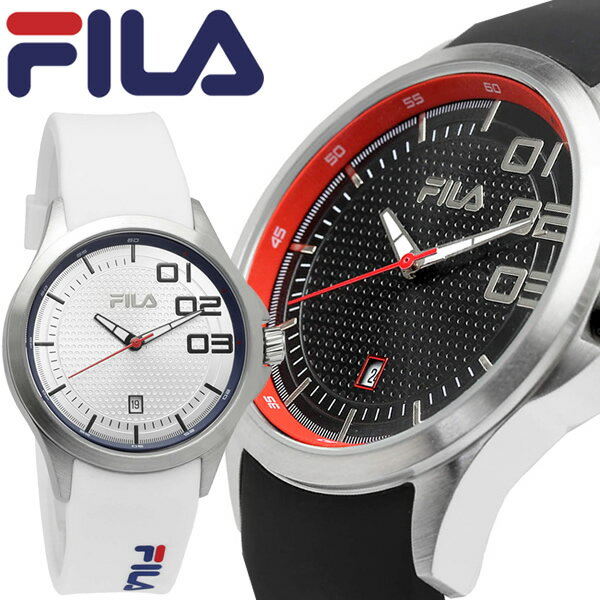 FILA フィラ 腕時計 メンズ レディース シリコンバンド ラバー スポーツ ホワイト ブラック ブランド 日常生活防水 日付カレンダーfila01 父の日 ギフト