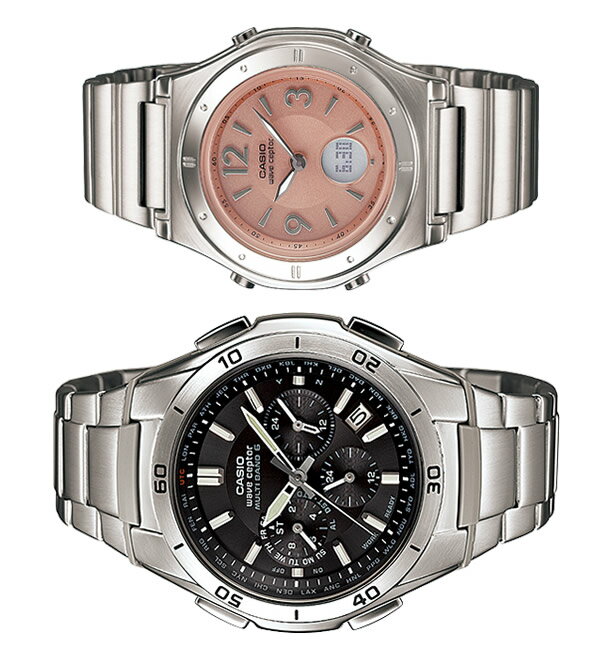 【送料無料】ペアウォッチ CASIO カシオ wave ceptor 電波ソーラー 腕時計 二本セット WVQ-M410DE-1A2JF LWA-M141D-4AJF 父の日 ギフト バレンタイン