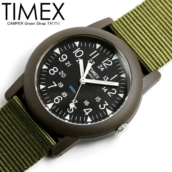 タイメックス TIMEX Camper 腕時計 メンズ レディース 33mm カーキ ブラック T41711 スポーツ アウトドア ミリタリー 男 大人 ナイロン グリーン プレゼント ギフト クオーツ 3気圧防水 海外モ…