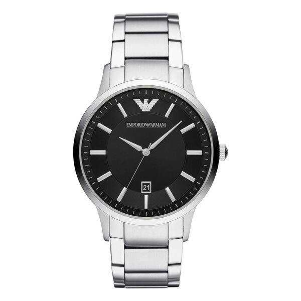 EMPORIO ARMANI エンポリオアルマーニ クオーツ メンズ ブラック シルバー 腕時計 ...