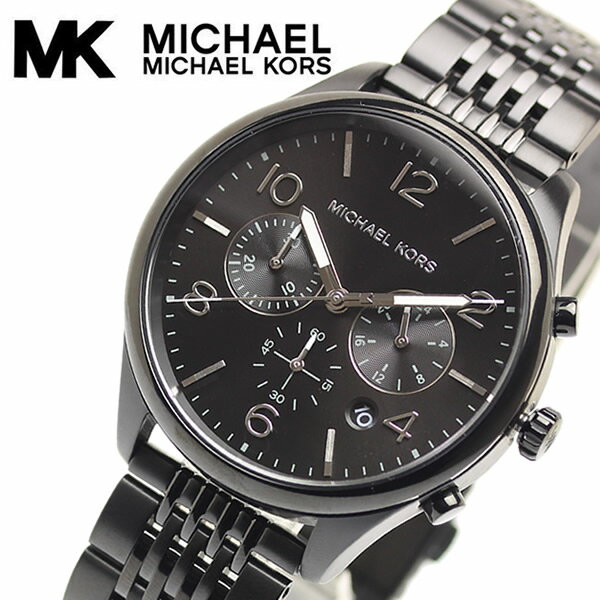 【楽天スーパーSALE】【送料無料】MICHAEL KORS マイケルコース メンズ 腕時計 メリック オールブラック 5気圧防水 クロノグラフ ブランド MK8640
