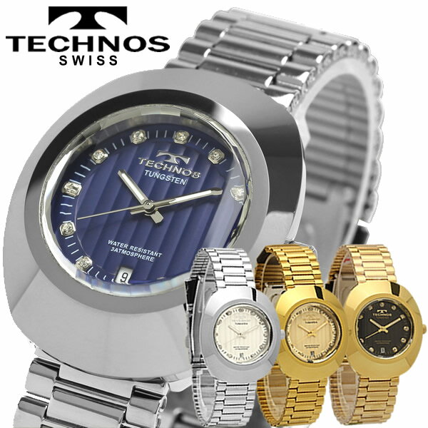 テクノス 腕時計（メンズ） 【送料無料】TECHNOS テクノス タングステンベゼル メンズ 腕時計 ウォッチ 三針 カレンダー ダイヤ T9475GC T9475CS T9475CL T9475GB