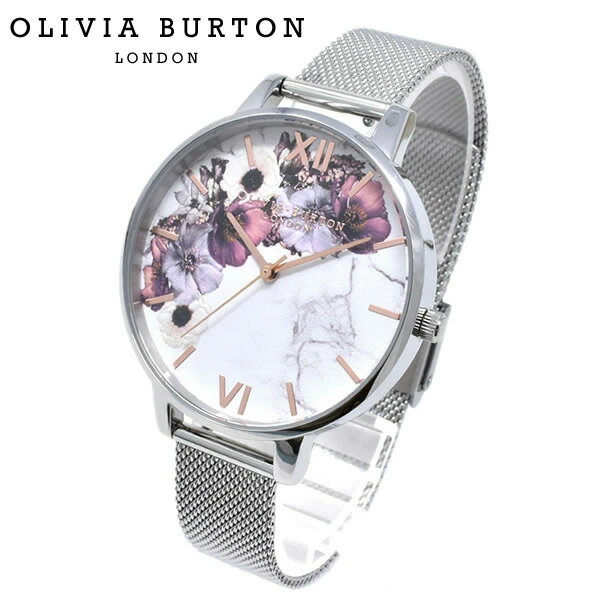 OLIVIA BURTON オリビアバートン 腕時計 レディース クオーツ プレゼント シルバー 花柄 ob16mf09