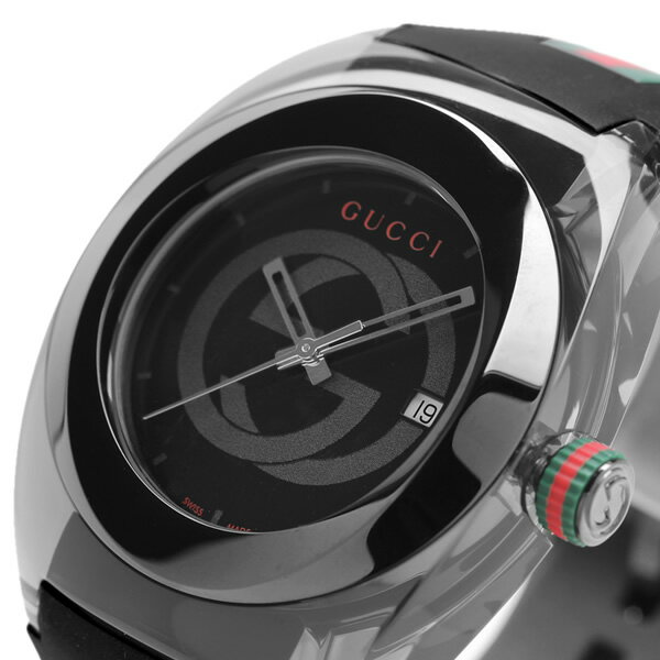 GUCCI グッチ 腕時計 ウォッチ ラバー メンズ ブラック 46mm 日常生活防水 クオーツ ファッション ブランド ギフト 贈り物 プレゼント ya137107a