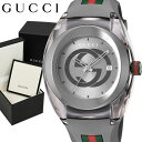 GUCCI グッチ 腕時計 ウォッチ ラバー メンズ グレー 46mm 日常生活防水 クオーツ ファッション ブランド ギフト 贈り物 プレゼント ya137109a