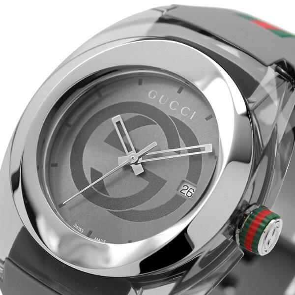 GUCCI グッチ 腕時計 ウォッチ ラバー メンズ グレー 46mm 日常生活防水 クオーツ ファッション ブランド ギフト 贈り物 プレゼント ya137109a