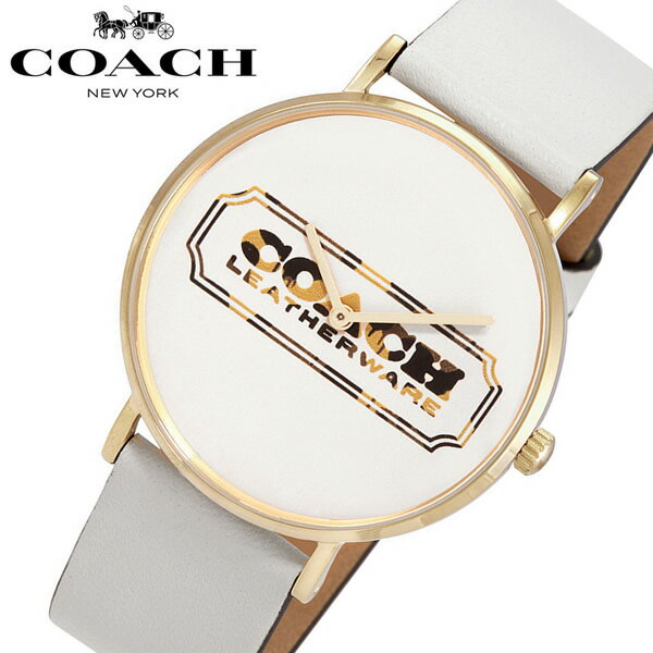 コーチ 腕時計（レディース） 【楽天スーパーSALE】COACH コーチ 腕時計 レディース 革ベルト レザー 女性用 ブランド 時計 人気 ロゴ 14503711 ホワイト ローズゴールド ピンクゴールド