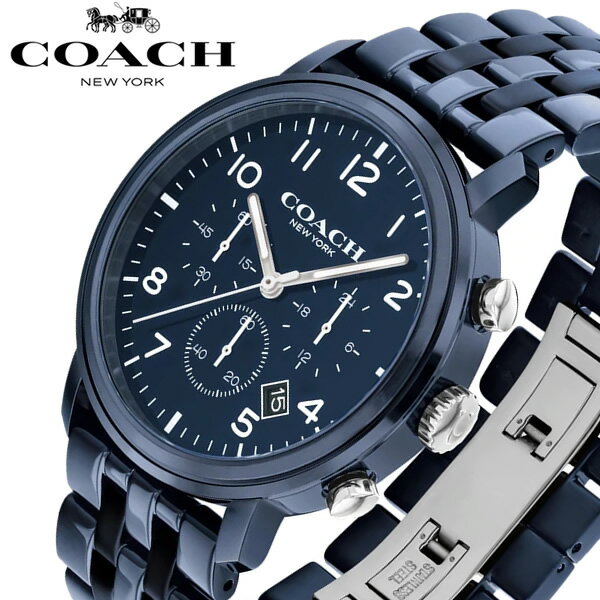 【マラソンセール】COACH コーチ ハリソン 腕時計 メンズ クロノグラフ ウォッチ 42mm クオーツ カレンダー ブルー ギフト プレゼント 14602530