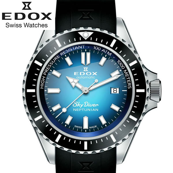 Edox エドックス 腕時計 スカイダイバー 自動巻き ブランド プレゼント ダイバーズ オートマチック 100気圧防水 1000m防水 80120-3NCA-BUIDN