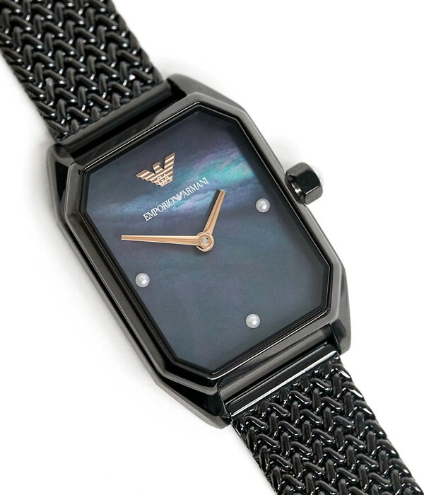【マラソンセール】アルマーニ 腕時計 レディース メッシュ ステンレス ウォッチ ブランド 人気 クオーツ ブラック EMPORIO ARMANI AR11271