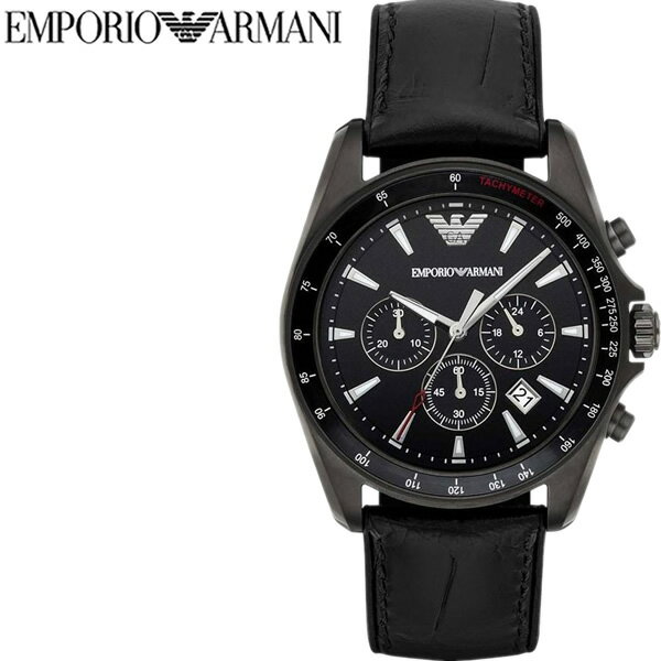 エンポリオ・アルマーニ 腕時計（メンズ） 【楽天スーパーSALE】【訳あり特価・箱 取説なし】アルマーニ 腕時計 メンズ 革ベルト レザー ブランド 人気 ブラック ビジネス ギフト エンポリオ アルマーニ EMPORIO ARMANI AR6097