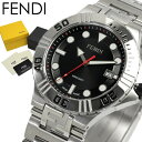 FENDI フェンディ 腕時計 メンズ スイス製 男性用 シルバー ブラック ズッカ柄 FF ステンレスベルト 10気圧防水 ブランド F108100101