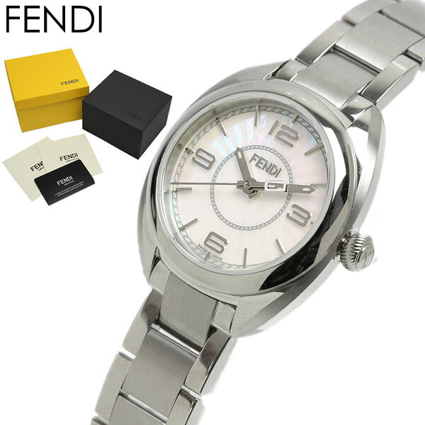 フェンディ 【マラソンセール】FENDI フェンディ 腕時計 レディース スイス製 女性用 モメント 26mm FF ステンレスベルト シェル ブランド F218024500