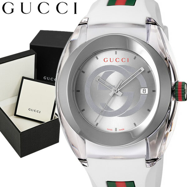 グッチ ビジネス腕時計 メンズ GUCCI グッチ 腕時計 ウォッチ ラバー メンズ ホワイト 46mm 日常生活防水 クオーツ ファッション ブランド ギフト 贈り物 プレゼント ya137102a