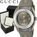 GUCCI グッチ 腕時計 ウォッチ ラバー メンズ カーキ シンク 46mm スイス製 日常生活防水 クオーツ ファッション ブランド ギフト 贈り物 プレゼント YA137106