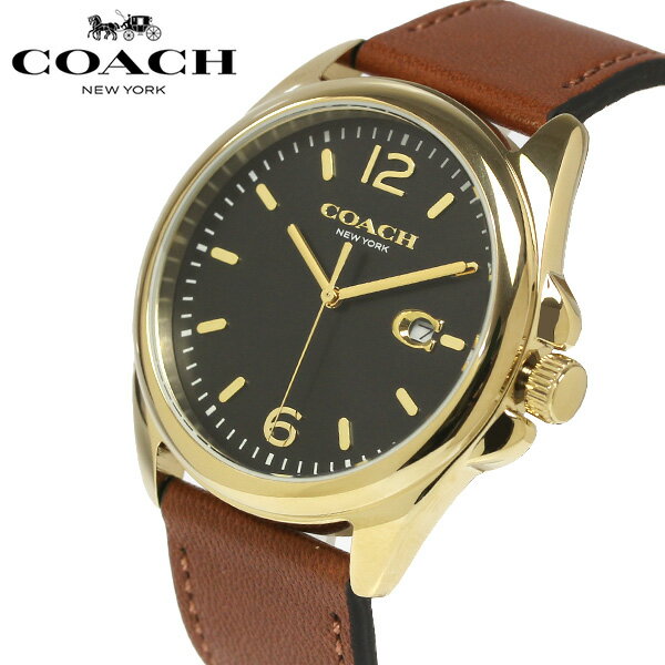 COACH コーチ 腕時計 メンズ 革ベルト レザー 41mm 男性用 ブランド 時計 人気 ゴールド ブラウン ブラック グレイソン 14602586