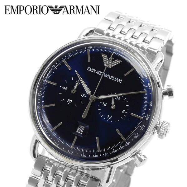 エンポリオ・アルマーニ 腕時計（メンズ） 【楽天スーパーSALE】エンポリオ アルマーニ 腕時計 メンズ ブランド クロノグラフ EMPORIO ARMANI 時計 ベージュ ネイビー ブルー シルバー AR11238