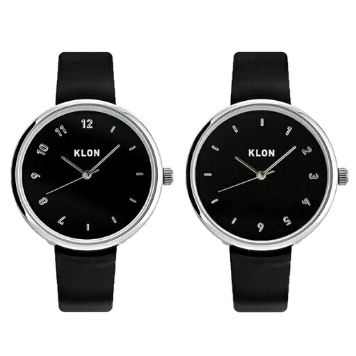 【ペアウォッチ 2本セット】KLON クローン 腕時計 メンズ レディース 革ベルト レザー ウォッチ CONNECTION ELFIN ブラック ブラック 38mm