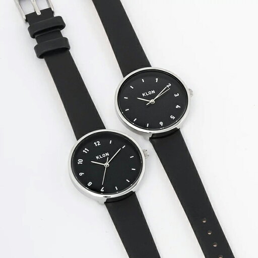 【ペアウォッチ 2本セット】KLON クローン 腕時計 メンズ レディース 革ベルト レザー ウォッチ CONNECTION ELFIN ブラック ブラック 38mm