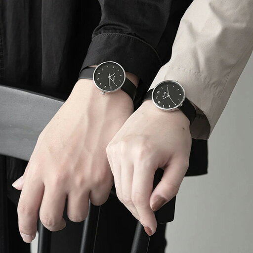 【ペアウォッチ 2本セット】KLON クローン 腕時計 メンズ レディース 革ベルト レザー ウォッチ CONNECTION ELFIN ブラック ブラック 38mm